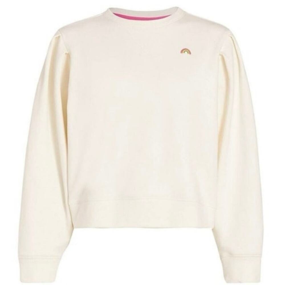 Terez Sugar Swizzle Rainbow Sweatshirt 100% Pima Cotton Cream XL Puff Sleeve EUC